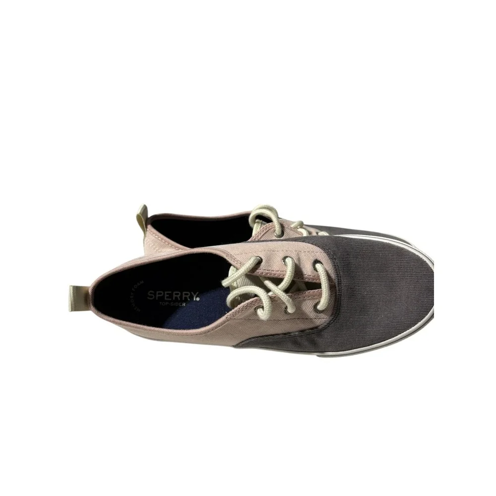 Sperry Top Sider Women's Canvas Sneakers Pink Gray Lace Up Low‎ Top Shoes Sz 8